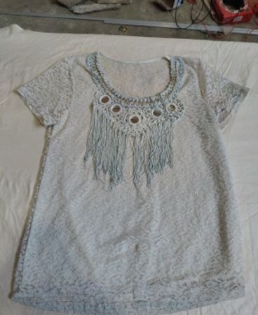 Sheer Lace Blouse with Fringe Detail
