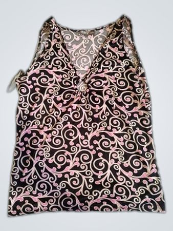 okay Women's Pink and White Floral Tank Top