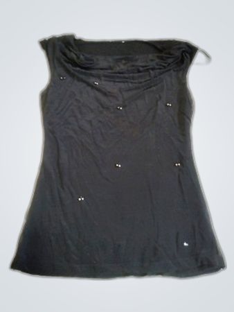 Black Draped Sleeveless Blouse
