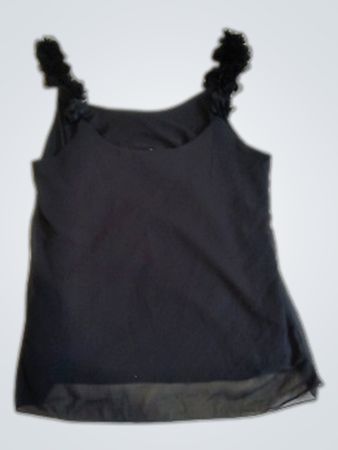 Black Blouse with Floral Straps