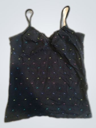 Black Lace Trim Camisole with Star Print