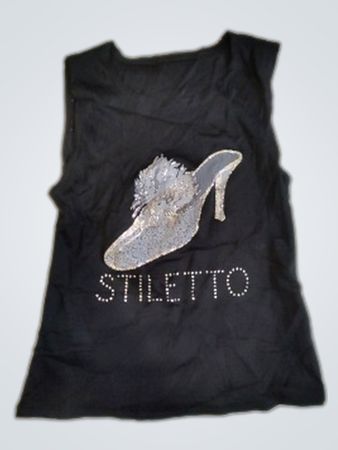 Black Stiletto Graphic Sleeveless Top