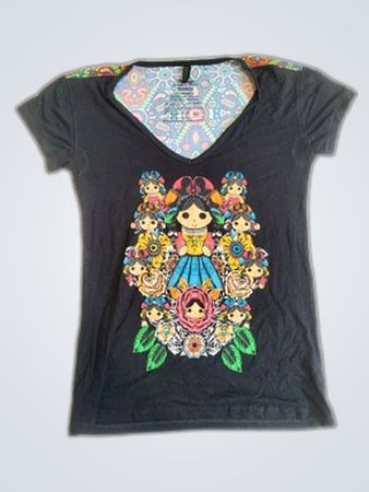 Huicholes Printed V-Neck T-Shirt
