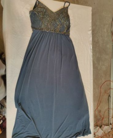 b.a.d Grey Beaded Spaghetti Strap Party Dress