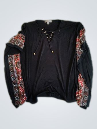 Michael Kors Printed Lace-Up Blouse