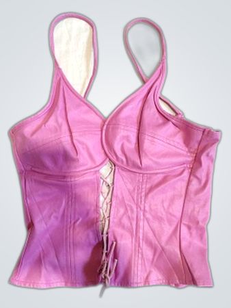 Pretty Little Thing Pink Leather Lace-Up Corset Top