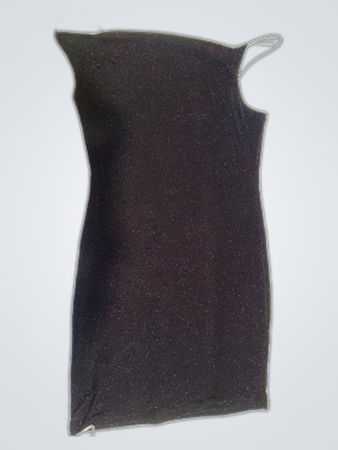 Black Glittery Spaghetti Strap Mini Dress