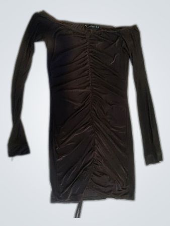 Black Off-The-Shoulder Ruched Dress