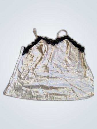 Silk Camisole with Black Lace Trim