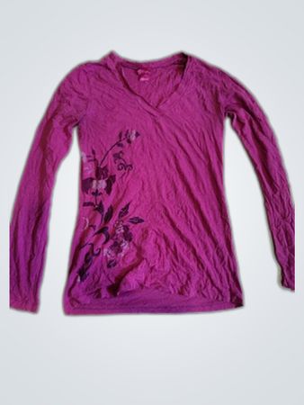 Marks & Spencer Purple Floral Long Sleeve V-Neck Top