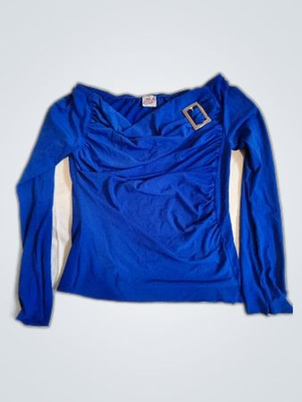 Julien Blue Off-Shoulder Ruched Blouse