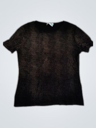 Frazier Lawrence Black Metallic Textured Short Sleeve Blouse