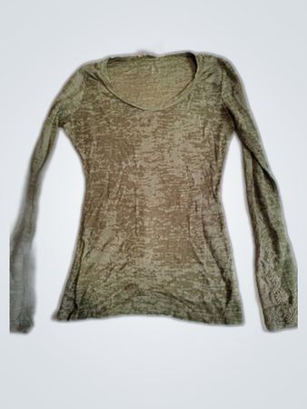 Fitteded Long Sleeve Green Knit Top