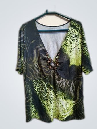 Zara Green Animal Print Blouse