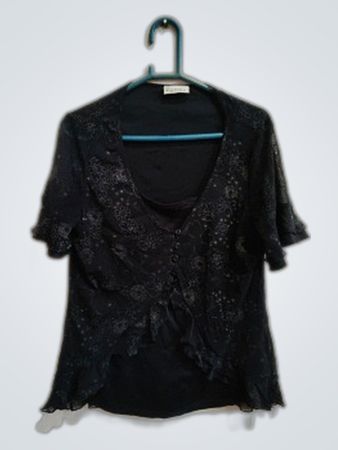 Candie's Sheer Black Floral Blouse