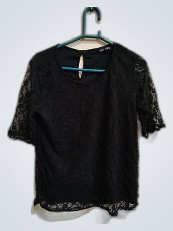 Only One Black Lace Sleeve Blouse