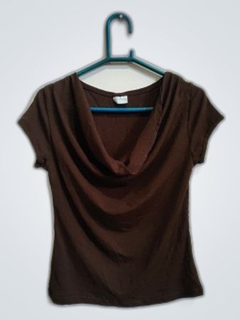 PODYSNA Brown Cowl Neck Blouse
