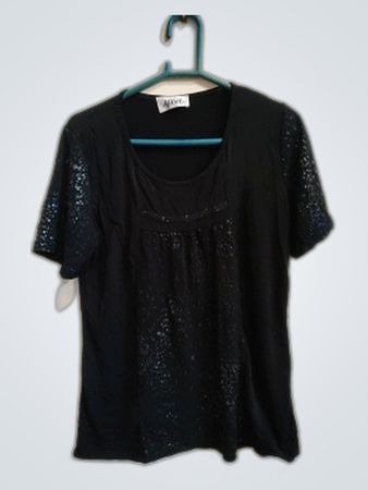 Afibel Black Sequined Sleeve Blouse