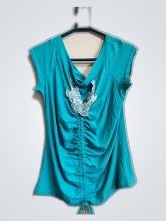 Teal Draped Blouse