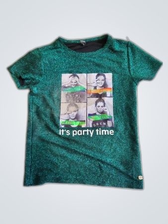 Jill Glittery Green T-Shirt with 'It's Party Time' Graphic