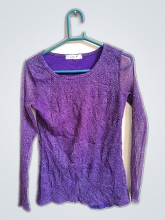 Smile Purple Sequined Sheer Blouse