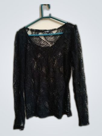 Black Lace Sheer Blouse