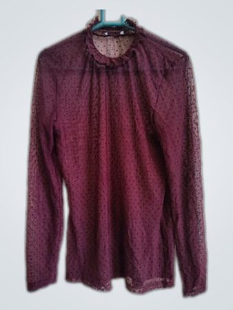 Sheer Long Sleeve Mesh Blouse