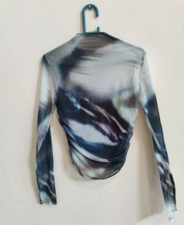 Sheer Long Sleeve Mesh Blouse