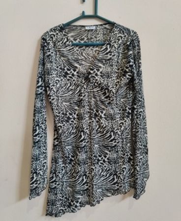 X-Mail Sheer Zebra Print Blouse