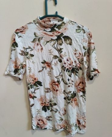 Floral Print Mock Neck Blouse