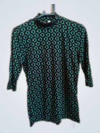 Page Geometric Print Mock Neck Blouse