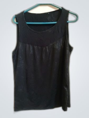Black Sleeveless Faux Leather Tank Top