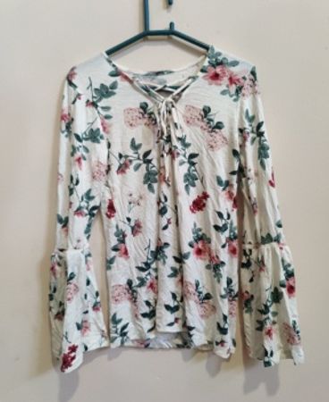 Printed Floral Lace-Up Blouse