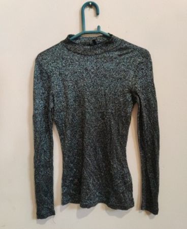 Coolcat Paris Glittery Mock Neck Knit Top