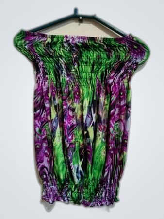 Blouse with Green and Purple Pattern