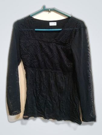 Merribel Black Lace Sheer Blouse