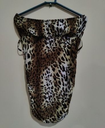AMI Leopard Print Strapless Mini Dress
