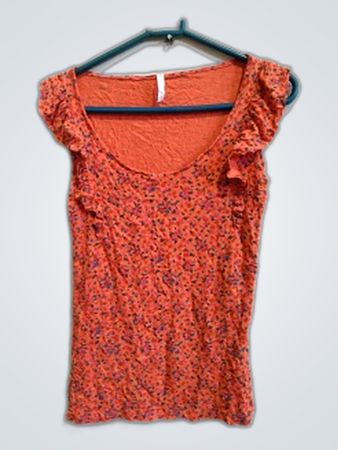 Floral Print Ruffle Sleeveless Blouse