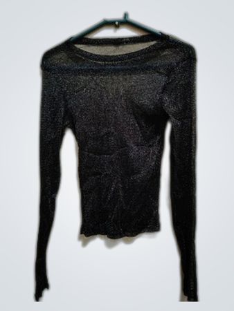 Black Sheer Long-Sleeve Blouse