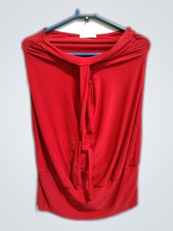 PLNKO CO Red Draped Sleeveless Blouse