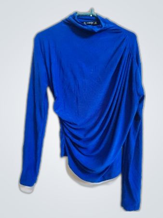 MISTIX Blue Draped Turtleneck Top