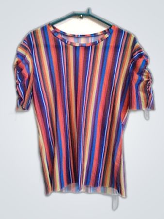 Multicolored Striped Sheer Blouse