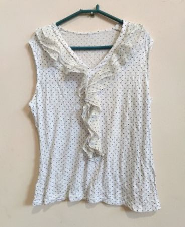 Unbranded White Polka Dot Ruffle Blouse
