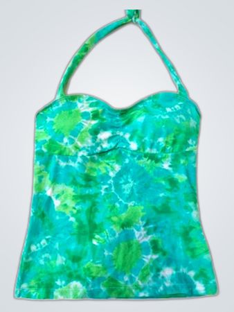 Green Tie-Dye Halter Top