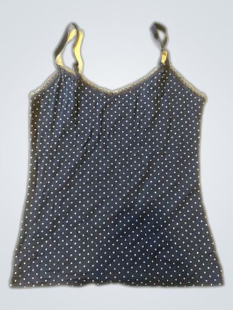 Navy Polka Dot Lace Trim Camisole