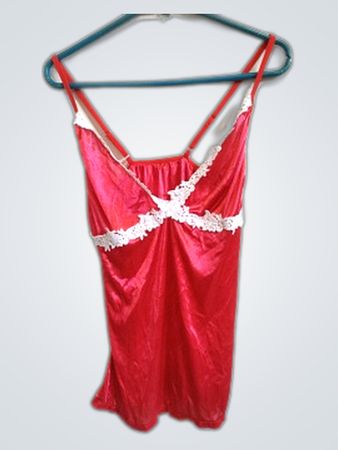 Red Lace Trim Satin Camisole