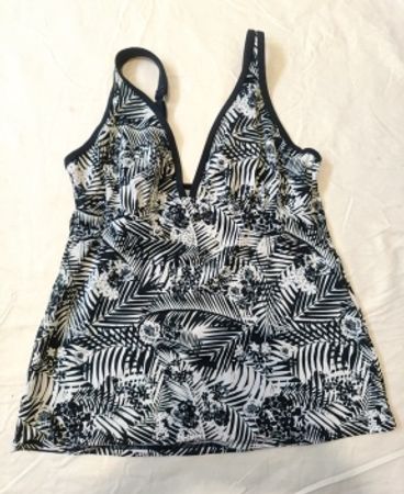Speedo Black and White Palm Print Bikini Top