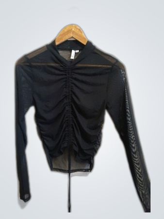 H&M Black Sheer Long Sleeve Blouse