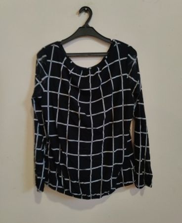 Black and White Checkered Printed Blouse