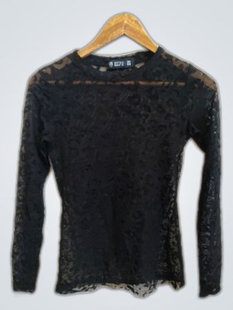 Gusto Black Sheer Long Sleeve Blouse